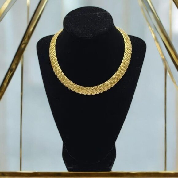 Viro18K Yellow Gold Clad .925 Sterling Silver Braided Neck Collar - Picture 2 of 10